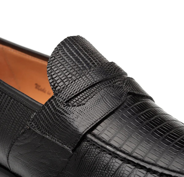 Style: Mayor Lizard Penny Loafer Black
