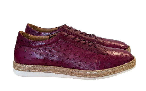Pelle "Monaco" Ostrich Lace-Up Shoe Burgundy