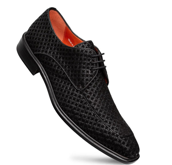 Mezlan Montage Printed Suede Derby - Black