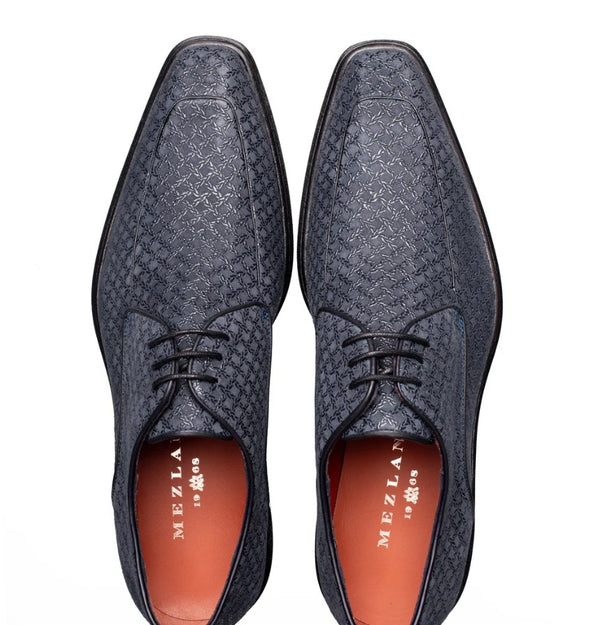 Mezlan Montage Printed Suede Derby - Blue