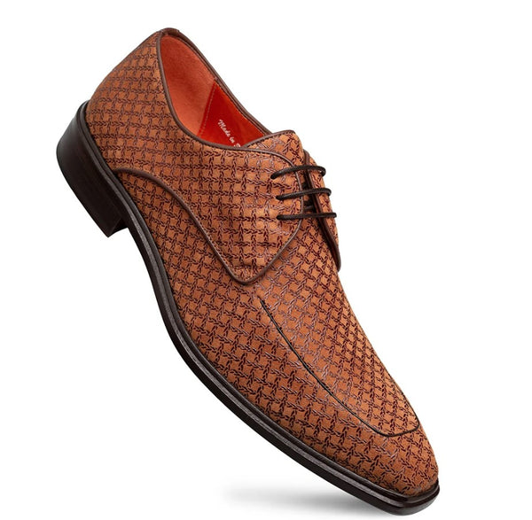 Mezlan Montage Printed Suede Derby - Tan