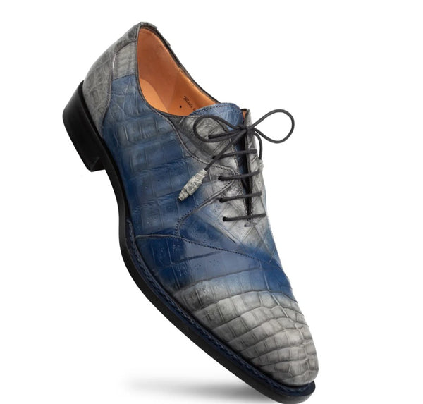 Style: "Pueblo" Crocodile Oxford Grey/Blue