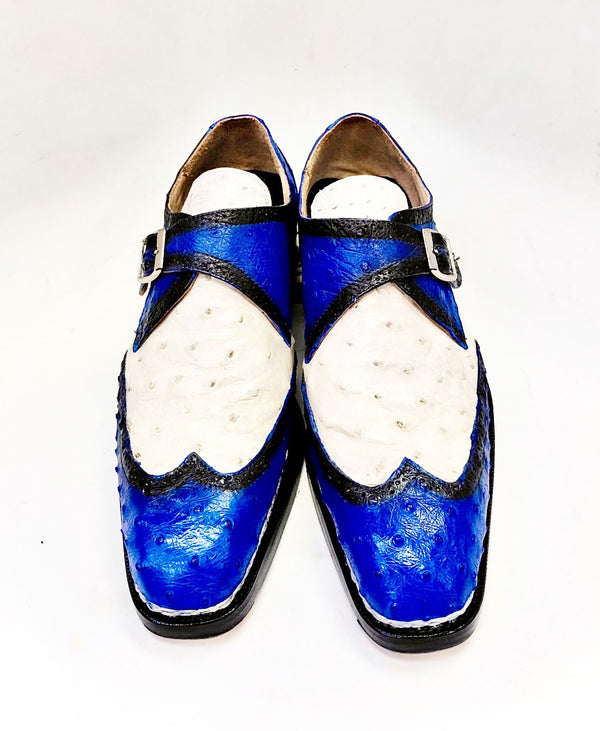 Maurice Palm Desert Ostrich Monkstrap - Blue/White