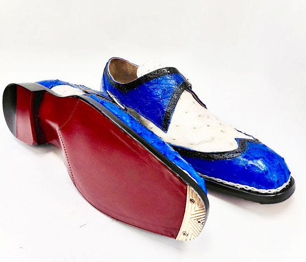 Maurice Palm Desert Ostrich Monkstrap - Blue/White