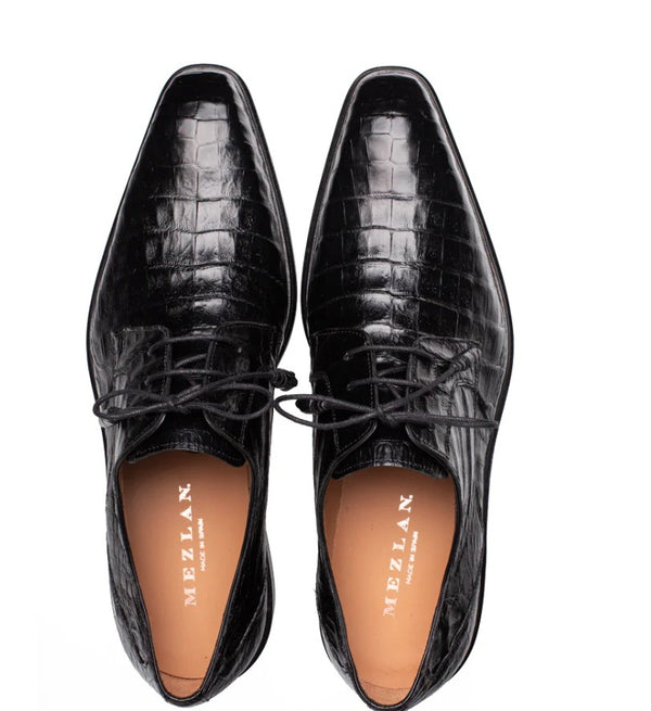 "Riverside" Crocodile Lace-Up Shoe Black