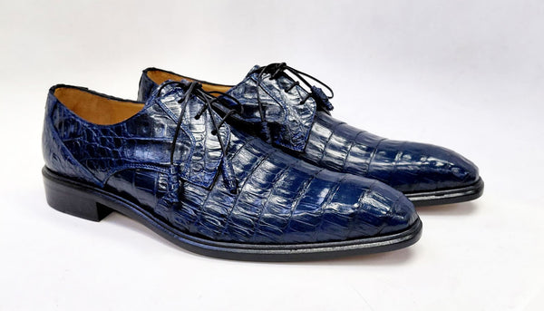 "Beverly Hills" Crocodile Lace-Up Shoe Blue