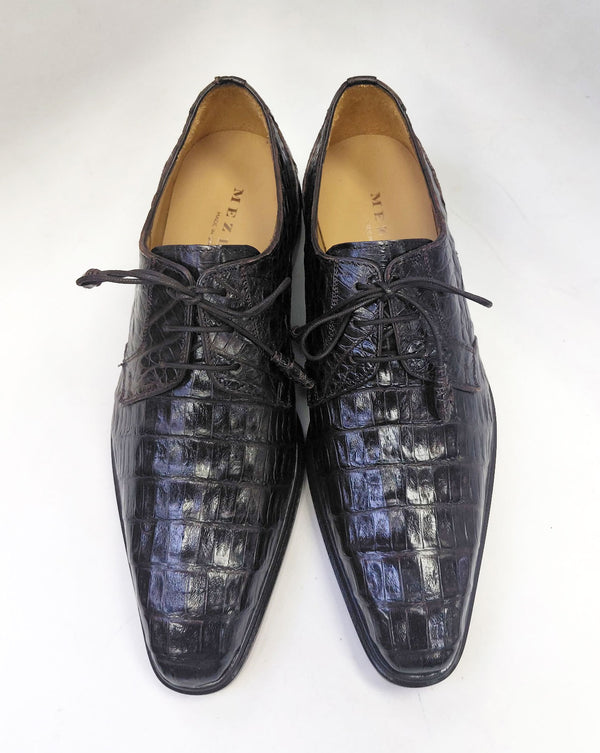 "Beverly Hills" Crocodile Lace-Up Shoe Brown