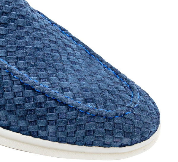 Mezlan Sanlucar Woven Suede Moccasin - Navy