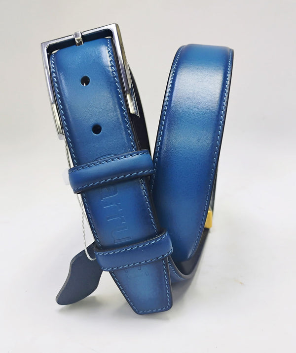 Burnished Calfskin Belt Blue