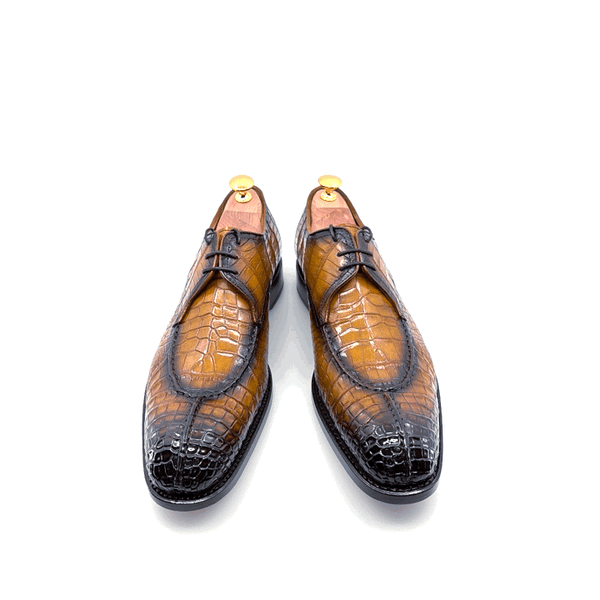 Ugo Vasare Alligator Lace-Up Oxford - Caramel