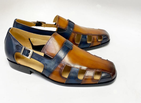 Maurice Calfskin Slip-On Sandal/Shoe Cognac/Navy