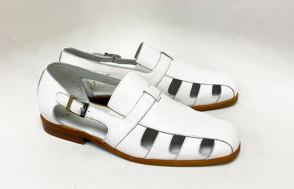 Maurice Calfskin Slip-On Sandal/Shoe White