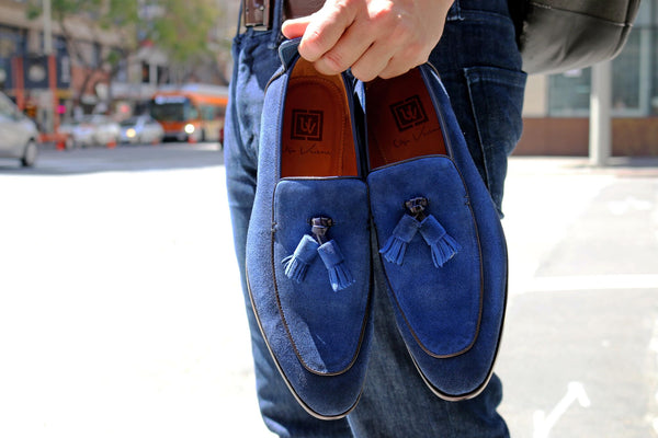 Ugo Vasare Suede Tasseled Loafer - Blue