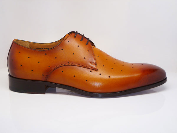 Perforated Calfskin Oxford Mustard