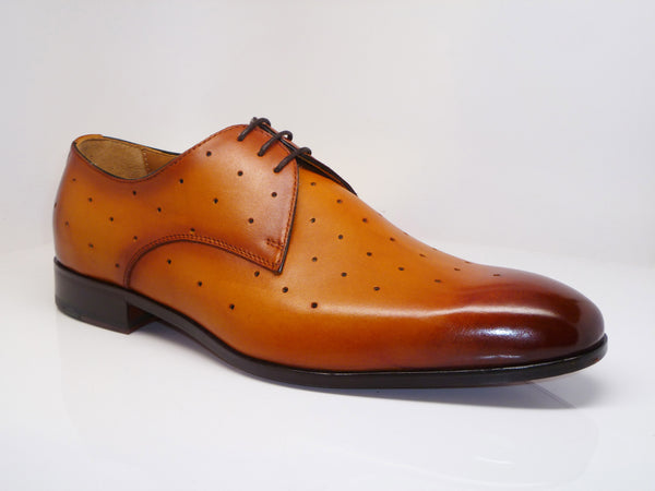 Perforated Calfskin Oxford Mustard