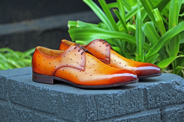 Perforated Calfskin Oxford Mustard