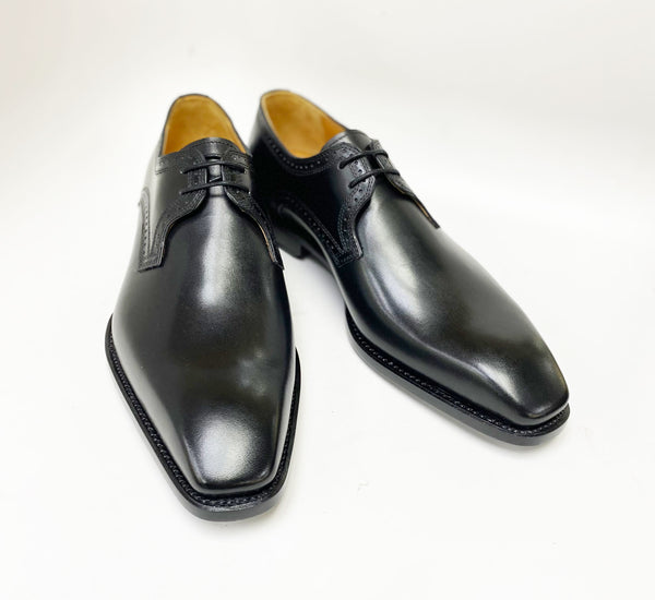 "Scott" Burnished Calfskin Lace-Up Blucher Oxford Black