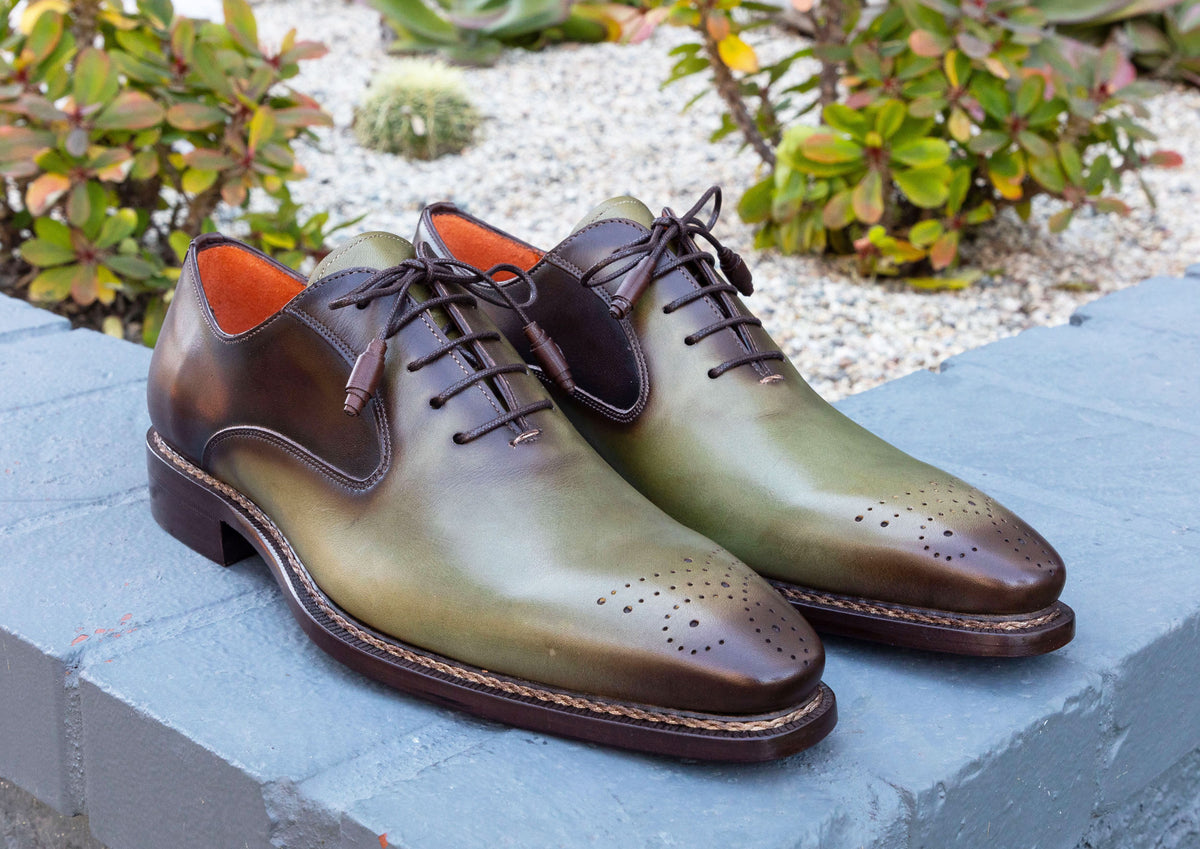 Mezlan Burnished Calfskin LaceUp Oxford Olive/Brown C&E Fashions