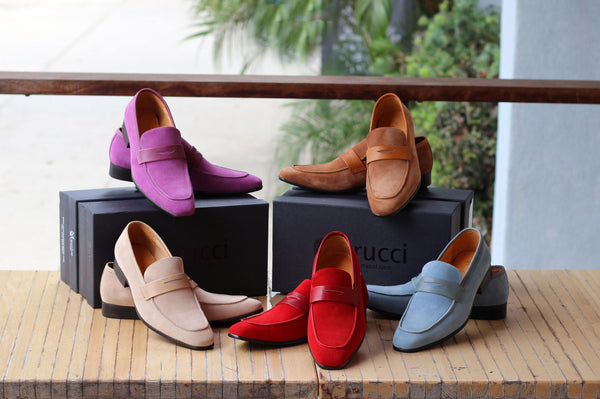 Stylish Suede Penny Loafer Red