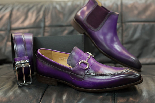 Burnished Calfskin Belt Purple