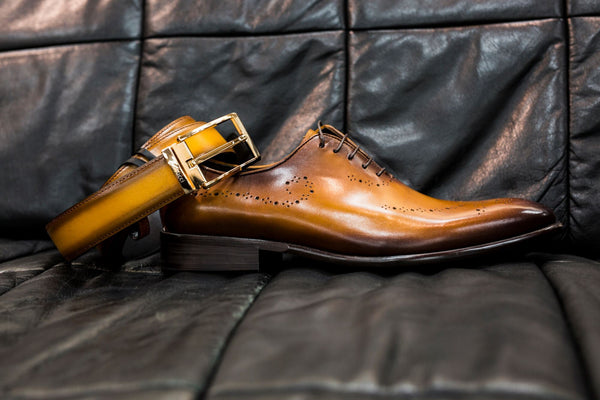 Burnished Calfskin Belt Cognac