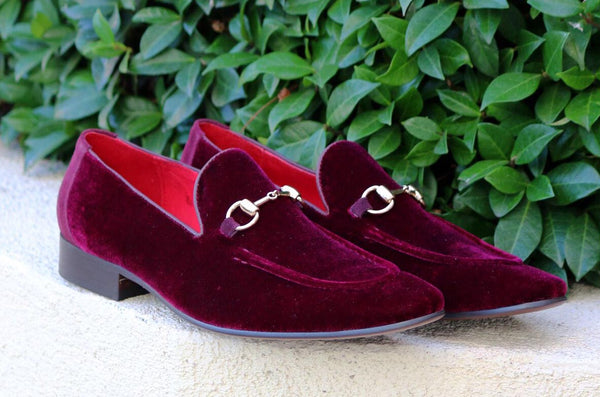 Velvet Slip-On Loafer Burgundy