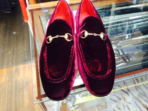 Velvet Slip-On Loafer Burgundy