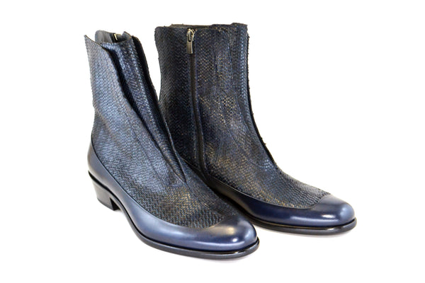 Corrente Python Printed Calfskin Slip-On Boot Navy