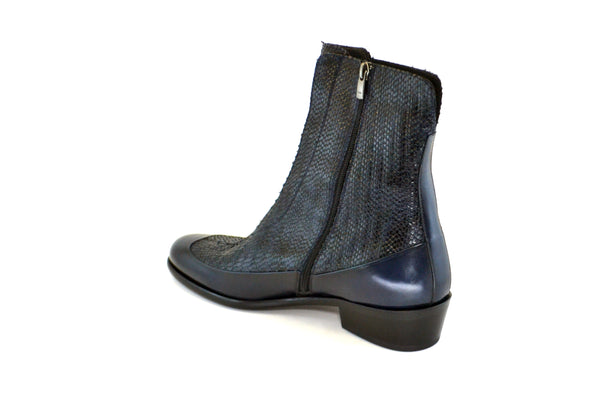 Corrente Python Printed Calfskin Slip-On Boot Navy
