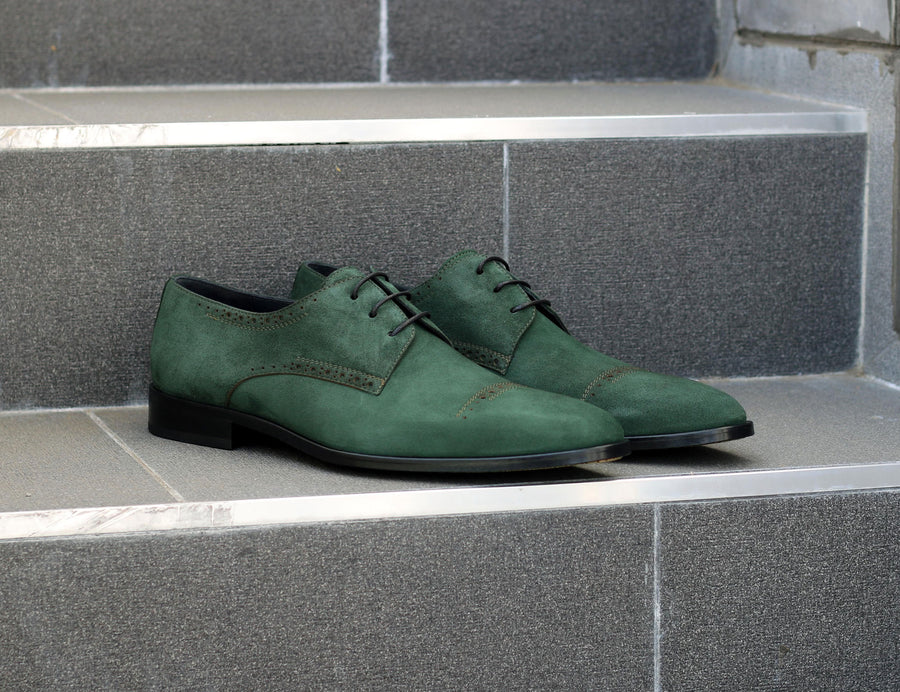 Corrente Suede Lace-Up Oxford Green