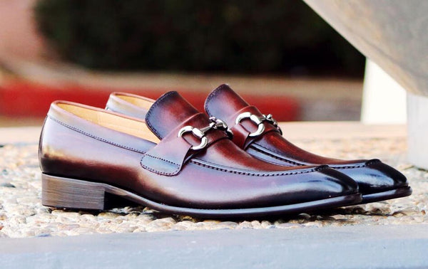 Burnished Calfskin Slip-On Loafer Brown