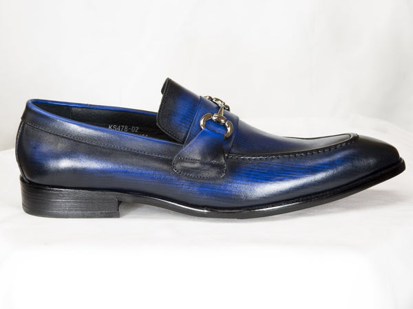 Burnished Calfskin Slip-On Loafer Blue