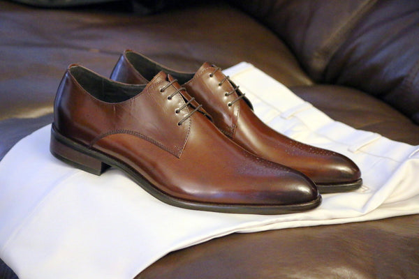 Burnished Calfskin Lace-Up Oxford Chestnut