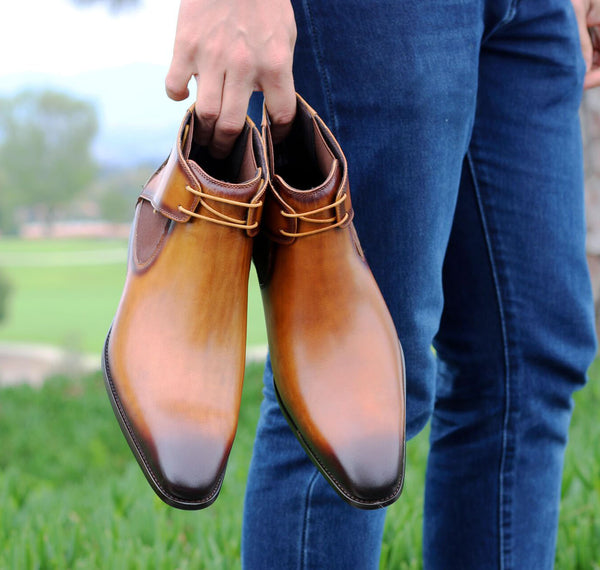 Burnished Calfskin Belt Cognac