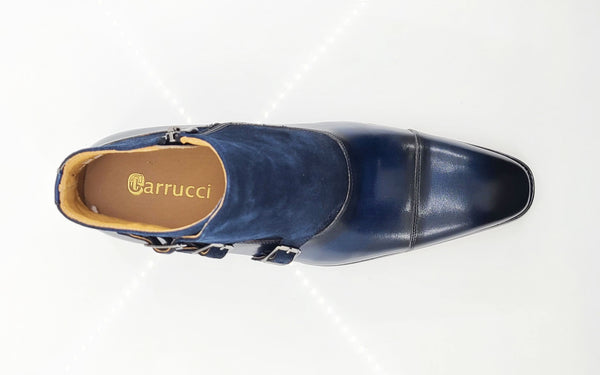 Burnished Calfskin & Suede Slip-On Chukka Boot Navy