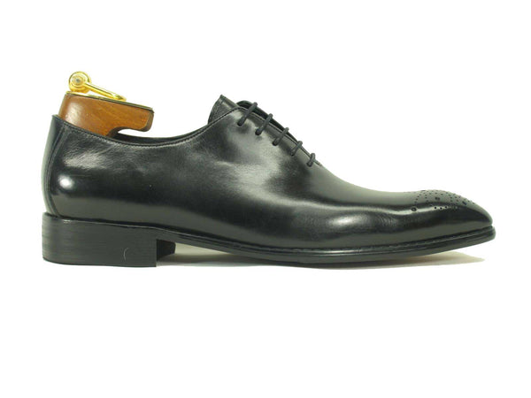 Burnished Calfskin Lace-Up Oxford Black