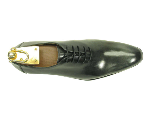 Burnished Calfskin Lace-Up Oxford Black