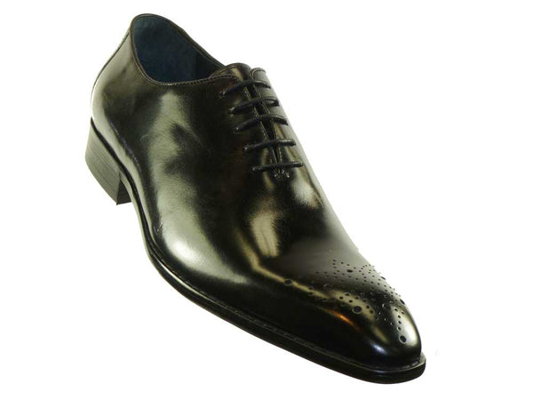 Burnished Calfskin Lace-Up Oxford Black
