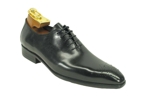 Burnished Calfskin Lace-Up Oxford Black