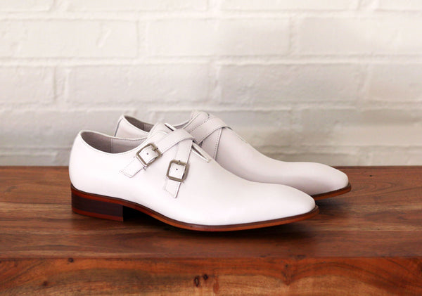 Calfskin Cross Strap Loafer White