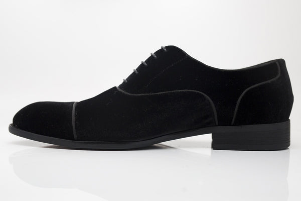 Velvet Lace-Up Oxford Black