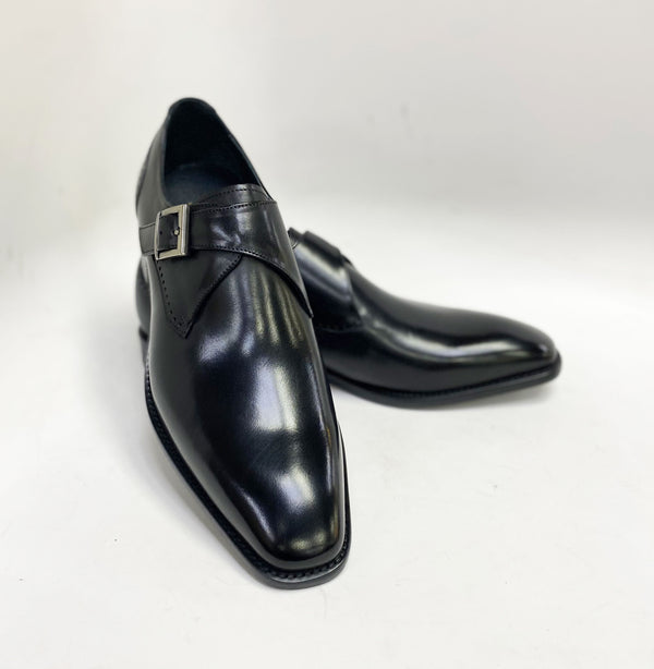 Burnished Leather Monkstrap Black