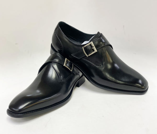 Burnished Leather Monkstrap Black