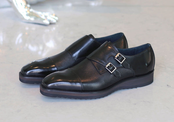 Calfskin Double Monkstrap Shoe Black