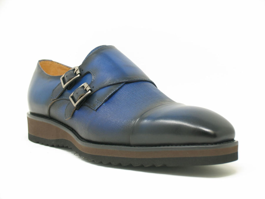 Calfskin Double Monkstrap Shoe Blue