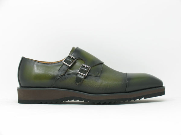 Calfskin Double Monkstrap Shoe Olive