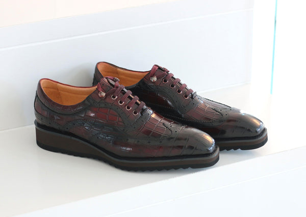 Calfskin Lace-Up Oxford Burgundy