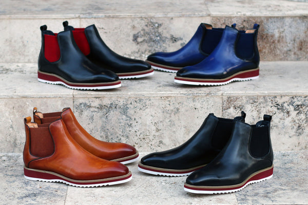 Burnished Calfskin Slip-On Boot Blue