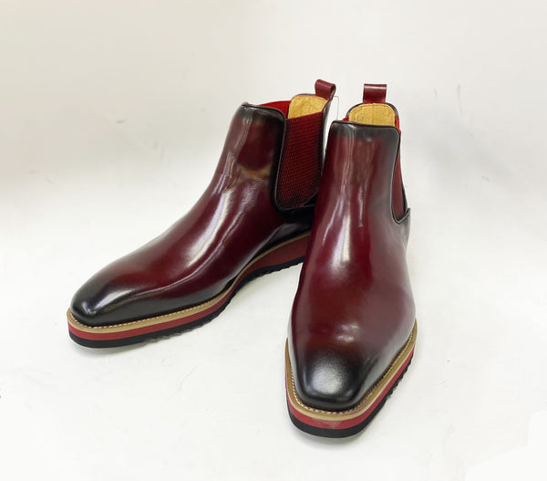 Burnished Calfskin Slip-On Boot Burgundy