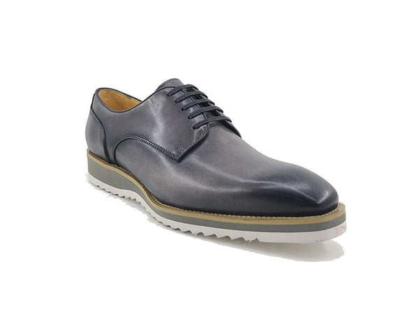 Burnished Calfskin Lace-Up Shoe Grey